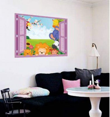 Jaamso Royals Wall Decor Cartoon 5 Cute Monkey Wall Stickers for Kids Room Wall Sticker (PVC Vinyl, 70 cm X 50 cm, Decorative Stickers)