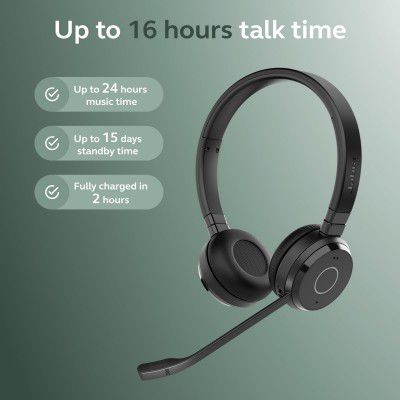 Jabra Evolve 65TE | USB-A MS Stereo | BTHEADSET+ BT DONGLE(PC),On Ear,Black