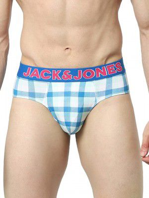 JACK & JONES Men's Cotton Blend Modern Regular Checkered Briefs (Pack of 1)