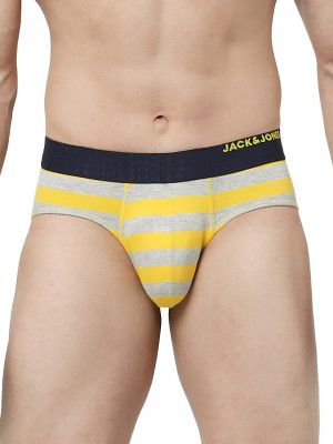 JACK & JONES Men's Cotton Blend Modern Striped Briefs (Pack of 1)