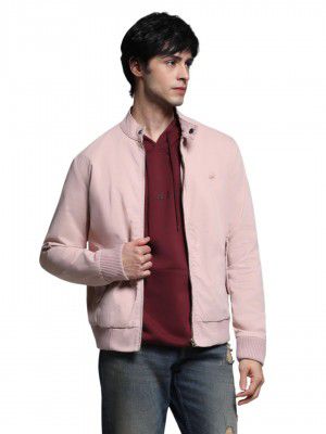 Jack & Jones Men's Mock Collar Solid Cotton Casual Bomber Jacket