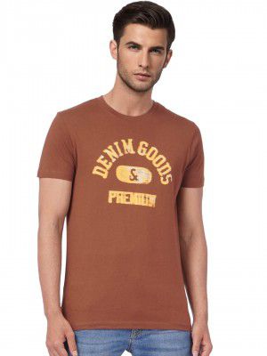 JACK & JONES Men's Placement Print Slim Fit Round Neck T-Shirt