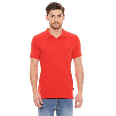 Jack & Jones Men's Solid Slim fit T-Shirt (12172342_Fiery Red S)
