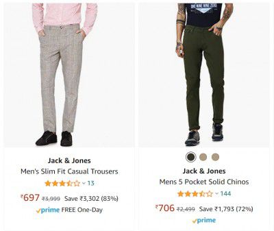 Jack & Jones Men's Slim Fit Casual Trousers up to 78% off