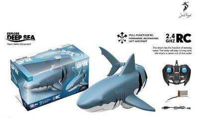 Jack Royal 2.4GHz Remote Control Simulation Shark Toy, Underwater RC Electric Racing Boat Toy Shark, Kids Pool Gift