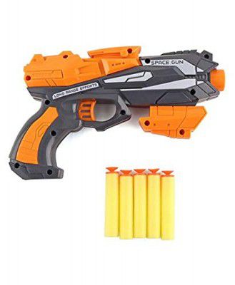 Jack Royal Foam Blaster Gun Toys Safe and Long Range Galaxy Gun with Soft Bullets for 3+ Kids - Grey Orange