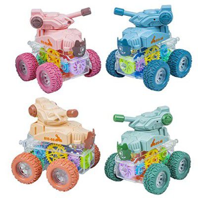 Jack Royal Friction Gear Monster Tanker Toy with Flashing Lights, Best Gift for Boys and Girls Above 3 Years Old (2 PC Set)