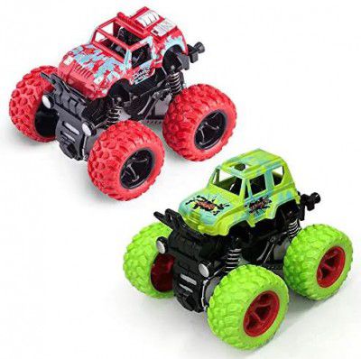 Jack Royal Monster Truck Toys for Kids Baby Push & Go Toys 4wd Monster Truck Combo Set (Pack of 2 Piece Random Color)