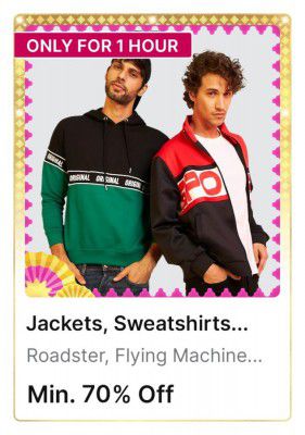 Jackets & Sweatshirt @ Minimum 70% Off