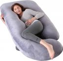 JAGA HOME DECOR G Shape Cotton Solid Pregnancy Pillow Pack of 1  (Grey)...