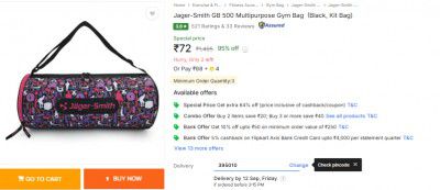Jager-Smith GB 500 Multipurpose Gym Bag  (Black, Kit Bag)