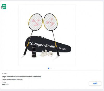 Jager Smith PB-2000 Combo Badminton Set (Yellow)