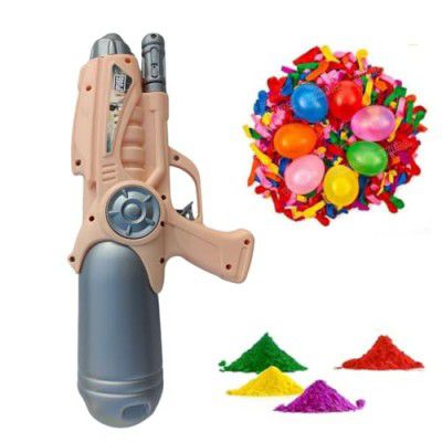 JAICRAFTPUR PUBG Holi Pichkari Pressure Gun Herbal Gulal Gun with Holi Water Balloon/Gulal Pichkari Gun for Kids & Adults Idol for Holi,Holi Party