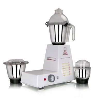 Jaipan Machines Fine Grinder with 3 Stainless Steel Jars 750-Watt, White, Small