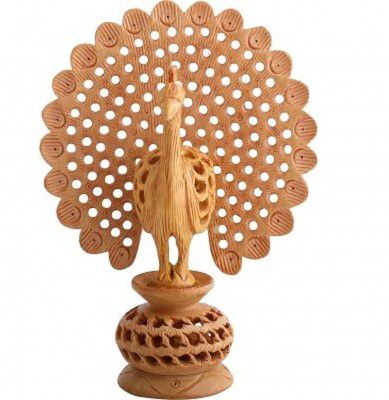 JaipurCrafts Wood Dancing Peacock Birds 5 in Showpiece (Multicolour, Standard)