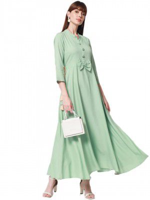 Jaipurite Women's Rayon Anarkali Kurta in Light Green