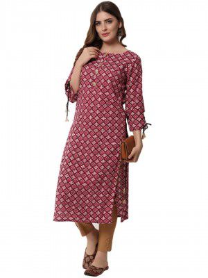 Jaipurite Women's Rayon Printed Straight Kurta in Multicolour