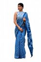 JALTHER Handicrafts Women's Ikat Hand Block Print Jaipuri Cotton Mulmul Saree with Blouse Piece...