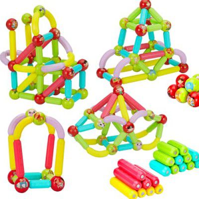 Amazon Brand - Jam & Honey Magnetic Roundels Building Blocks for Kids | STEM Toy | 32 Pieces