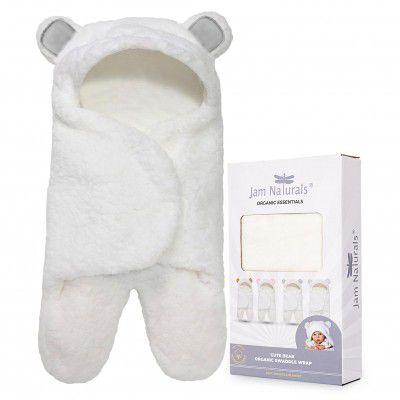 Jam Naturals-Cute Bear Organic Newborn Swaddle Wrap-Gender Neutral Soft Baby Blanket(Grey 0-3m)
