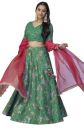Janasya Women's Green Crepe Silk Digital Floral Printed Lehenga Choli With Dupatta...