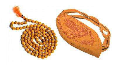 Japa mala Bag with haldi Chanting mala by Dorvik
