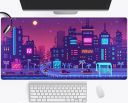 Japanese Purple Anime Desk Mat, Tokyo City Street Mouse Pad Pixel Art Neon Vaporwave Desk Pad XXL, Long Laptop Keyboard Mats for Desk Kawaii Full Desk Mousepad Gaming Accessories 31.5x15.75 in...