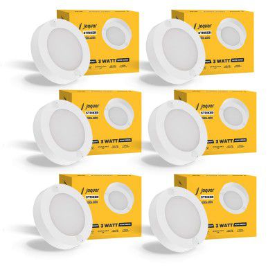 Jaquar 3W Striker Mini Round Surface Downlight | No False Ceiling Required | Surface Ceiling Light for Cabinet, Wardrobe, Office Space | Red (Pack 6)