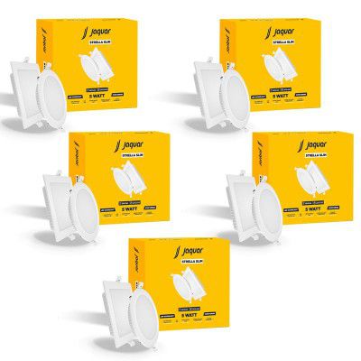 Jaquar Strella Slim 5W Square Recess Down Light - Cool White, Energy Efficient LED Ceiling Light for Home and Office (Pack of 5)