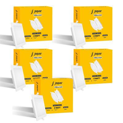 Jaquar Strella Slim 8W Square Recess Down Light - Cool White, Energy Efficient LED Ceiling Light for Home and Office (Pack of 5)