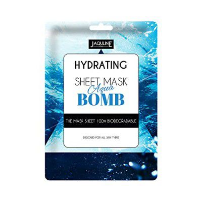 Jaquline USA Hydrating Sheet Mask Aqua Bomb | Zero Paraben And Sulphate | Biodegradable Ber Masks| Light-Weight| Hydrating And Skin Firming, 1 Count