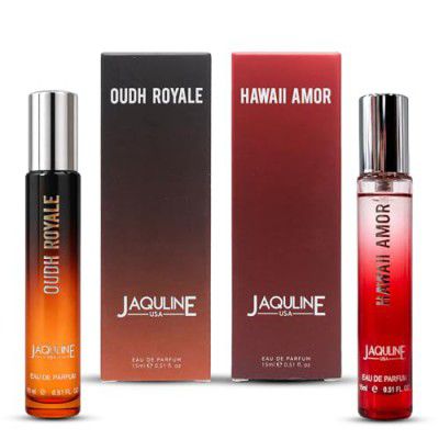 JAQULINE USA Island & Royal Collection | Mini Pocket Long Lasting Perfume Combo | Gift Set | For Men Women - 15ml x 2