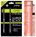 Jaquline USA One Stroke Kajal twin Pack 0.60gm | Jaquline USA Kisses & Pouts Transfer Proof,Smudge proof & Enriched with Vitamin E Matte Lipstick 1.4gm Love Kiss 06...