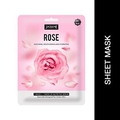 Jaquline USA Rose Sheet Mask | Zero paraben and sulphate | Biodegradable Ber masks | Hydrating and Skin firming