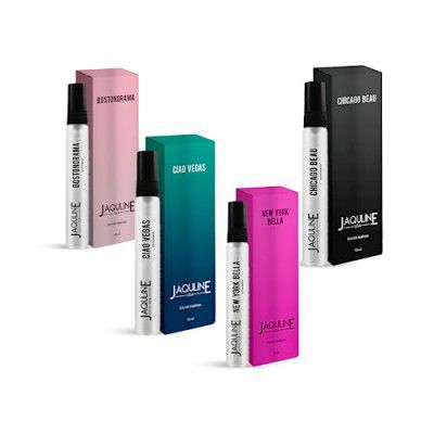 Jaquline USA Set Of 4 Pocket Perfumes Edp | Bostonorma + New York + Vegas + Chicago | 40 Ml | For Men & Women, Fresh, Liquid