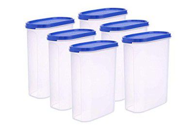 Java Kitchen Storage Container Set for Rice ; Dal ; Atta ; Flour ; Cereals ; Pulses ; Snacks, Stackable ; BPA Free ; Best Quality, Assorted Colors (6, 2.3L)