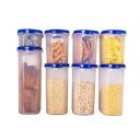 Java Kitchen Storage Container Set, Plastic Airtight Containers for Storage of Dal; Plulses; Cereals, Oval Blue Lid, (2000 ml x 1, 1700ml x 3, 1100 ml x 3, 500 ml x 1) - Set of 8...