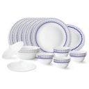 Larah by Borosil Jazzblue Fluted Series Opalware Dinner Set | 23 Pieces for Family of 6...
