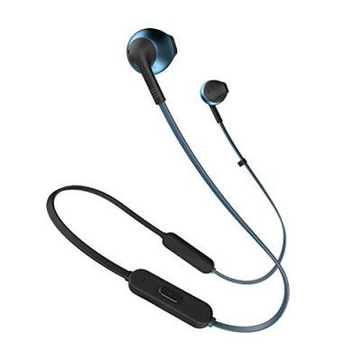 JBL (Renewed) T205Bt Pure Bass Wireless Metal Earbud In Ear Headphones With Mic (Blue)
