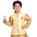 JBN Creation VASTRAMAY Gold Cotton Silk Blend Boys Nehru Modi Jacket - (VASBJ009GO) for 12-18 Months...