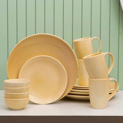 JCPL Fine Porcelain Reactive Dinner Set, for Family of 4, Ceramic Crockery Set, Dinner Plates, Kitchen Set for Home (PASTEL PEACH, 16 Pieces)