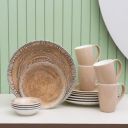 JCPL Fine Porcelain Textures Ground Dinner Set (Set of 16) Dinner Plates, Kitchen Set for Home, Dining Set for Dinner, Microwave & Dishwasher Safe Plates...