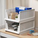 JD Brand Folding Closet Organizers Storage Box, Stackable Plastic Storage Basket, (Foldable) (2)...