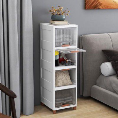 JD FRESH 4 Tier Drawers for Storage Cabinet/Plastic Storage Drawer/Cupboard (White)