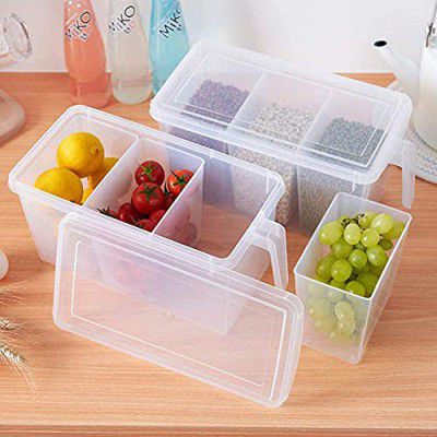 JD Storage Containers for Fridge Refrigerator Cabinet Desk (Lid Container & Bin (2))