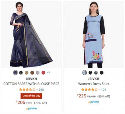 JEIVKH COTTON SAREE WITH BLOUSE PIECE starting at ₹206