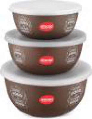 Jensons Steel, Plastic Grocery Container - 600 ml, 800 ml, 1300 ml  (Pack of 3, Brown)