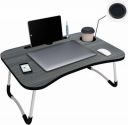 JESAVI ENTERPRISE Laptop Table Wood Portable Laptop Table  (Finish Color - BLACK, Pre Assembled)...