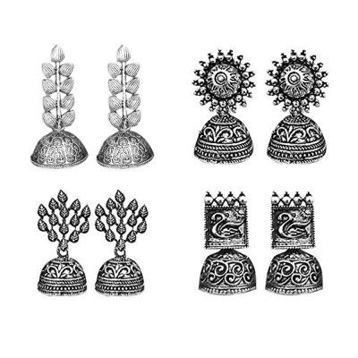 JewelMaze Traditional Jhumki Earrings Combo For Women and Girls - Set of 4