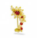 JEWELOPIA Maharashtrian Nath Nose pin Small Size Traditional Diamond Marathi Nathni Stud non piercing Pearl Gold Plated Nath Clip On Nose Jewellery For Girls and Women...